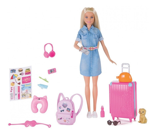 Imagem 1 de 10 de Barbie Viajante Adventures Viajeira Com Acessórios Mattel