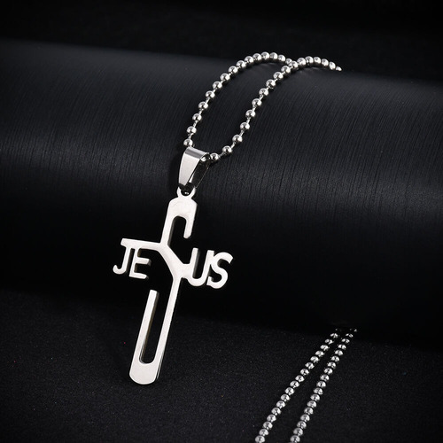 Crucifijo Jesús Acero Inoxidable 4,5cm Con Cadena