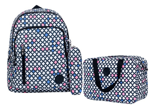Set Mochila Escolar Duradera Mima2 Rombo Arcoíris 3 Pzs