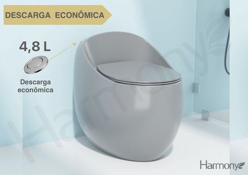 Vaso Sanitário Monobloco Caixa Acoplada Cinza Fosco Pérola