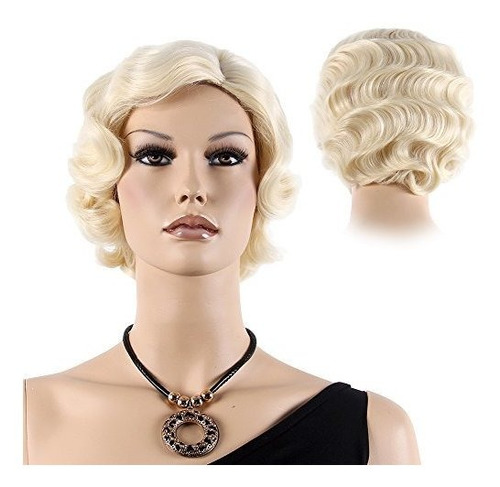 Stfantasy Finger Wave Peluca Rubia Bob Corto Rizado Para Muj