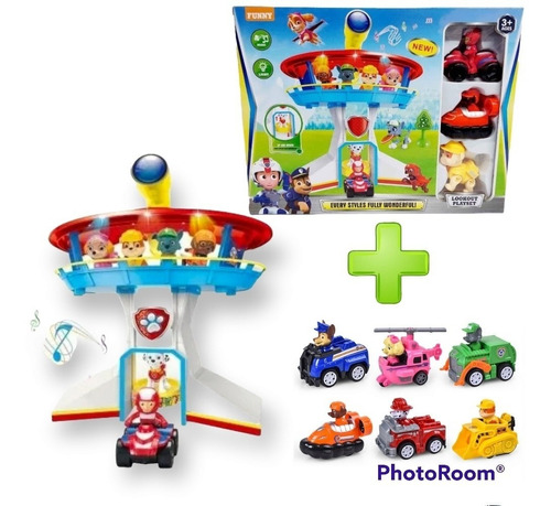 Torre Control Patrulla Canina Paw Patrol Luces Sonido 6 Cars