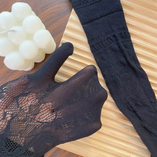 Calcetines Largos De Encaje De Malla De Verano Con Volantes,