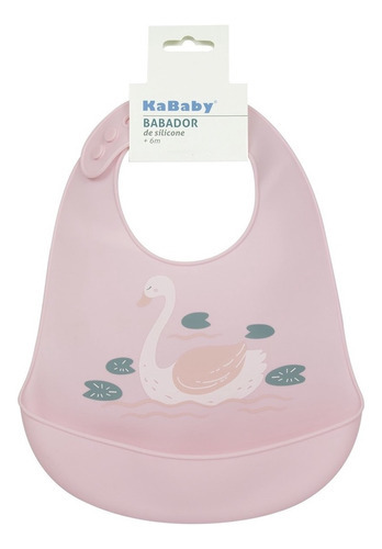 Babador De Silicone Pega Migalhas Rosa Cisne - Kababy