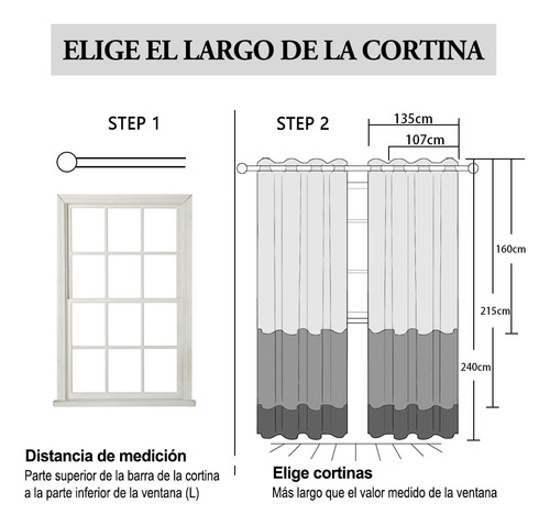 NANWEI Cortinas Blackout con bolsillo para varilla para recamara sala Premium 270X215cm 2 Paneles Aislamiento térmico y Reducción de ruido Tela impermeable Blanco