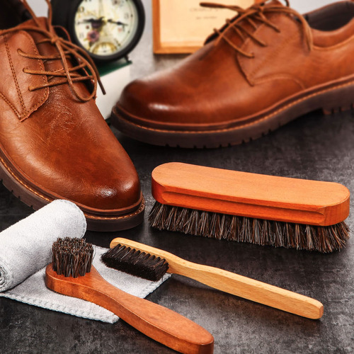 Kit De 4 Cepillos Para Zapatos Con Paño De Microfibra