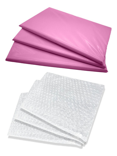 Kit Envelope De Segurança 19x25 Rosa + Bolha Separado 50 Un