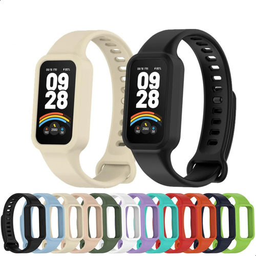 Pulseira De Silicone Colorida Para Xiaomi Mi Band 9 Active