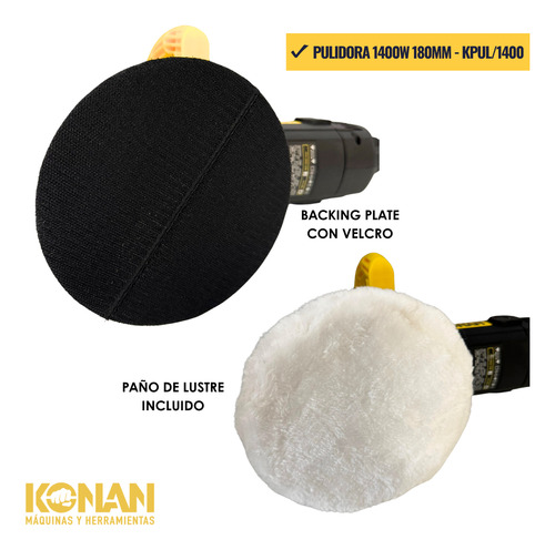 Pulidora Lustradora Konan Kpul/1400 180mm 600-3000 Rpm Color Negro Negro