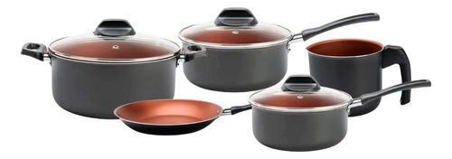 Conjunto Panelas Antiad. Brinox Topázio 5 Pçs Cinza Range