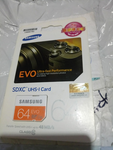 Tarjeta Sdxc Uh-i Samsung Evo 64 Gb. Nueva