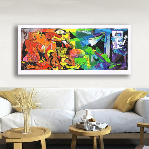 Cuadro Decorativo Moderno 120x50 Guernica Colores Picasso