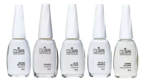 Kit Francesinha Manicure 5 Esmaltes Colorama Brancos 