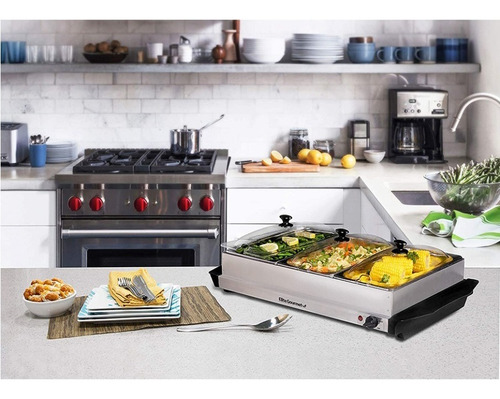 Bufetera Eléctrica 3 Divisiones Bandeja Acero Inox Elite