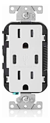 Leviton T5635-w Usb Dual Type-c Con Power Delivery (pd) Carg
