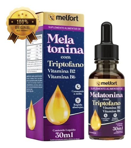 Melatonina Em Gotas Triptofano Vit B2 Vit B6 30ml | Melfort Maracujá