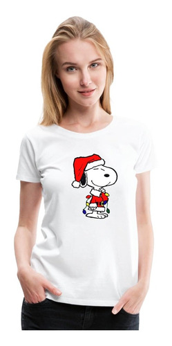 Polera Estampada Snoopy Navidad Mujer/niña