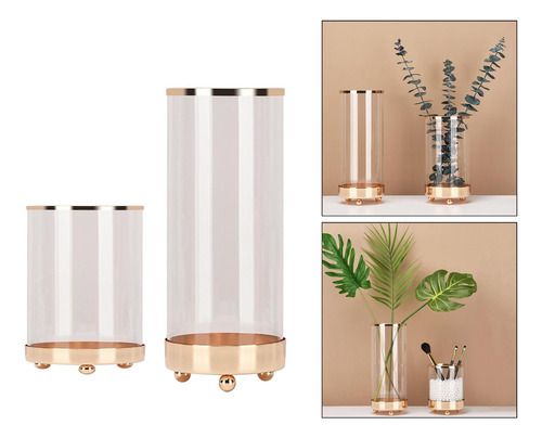 2pcs Cilindro De Cristal Transparente Florero De Flores