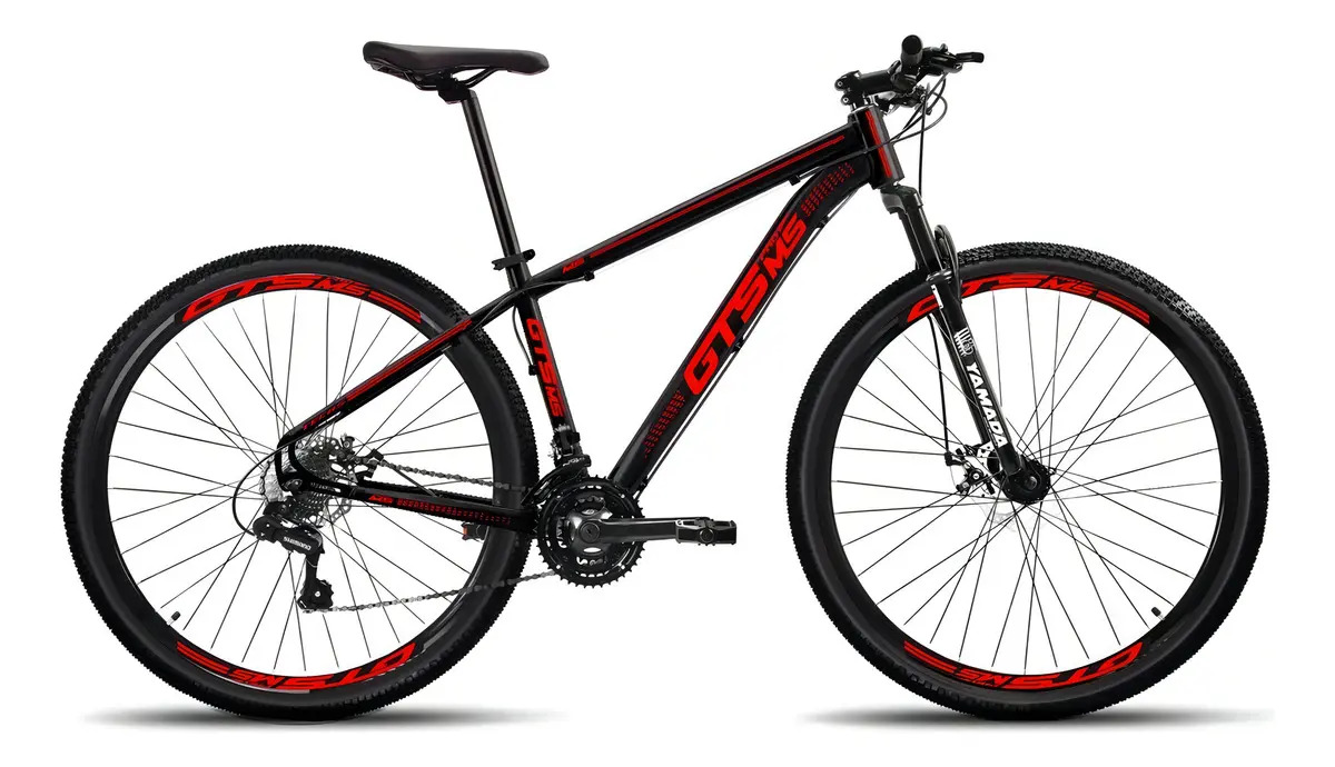 Bicicleta Aro 29 Gts Pro M5 Techs 24v À Disco Hidráulico Cor Preto/vermelho Tamanho Do Quadro 21