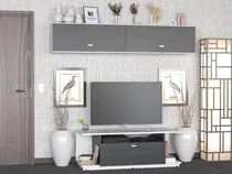 Comprar Combo Rack Tv + Repisa Living Moderno Melamina Texturada 