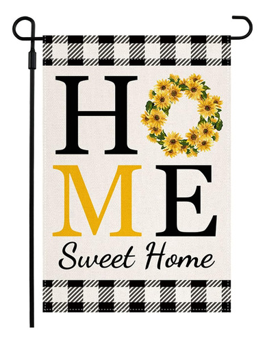 Sunflower Home Sweet Home Garden Flag For Outside Summe...