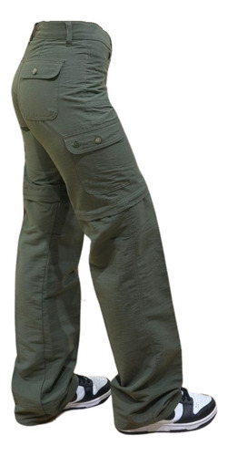 Pantalon Cargo Desmontable Dama Trekking - Gaucho Verde Musgo 42