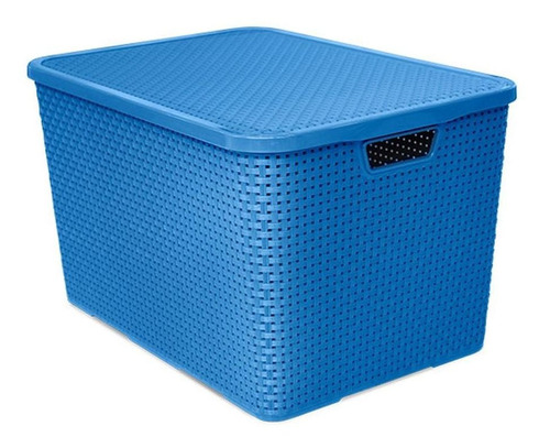 Caixa Organizadora Rattan Empilhavel 40 Litros Coloridas Cor Azul