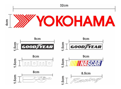 Kit Sticker Calcomania Logos Carros Yokohama