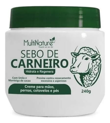 Sebo De Carneiro 240g Com Uréia + Manteiga Cacau Multinature