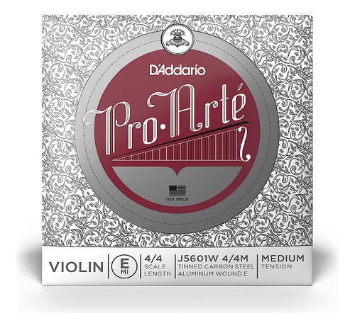 D'addario Pro-arte Violín Single Aluminum Wound E String, 4/