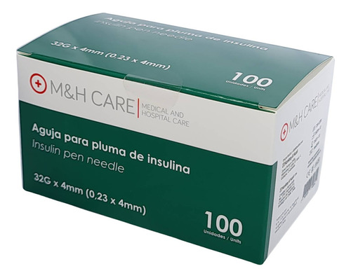 Aguja Para Plumas De Insulina M&h Care 100 Unds 32g X 4mm