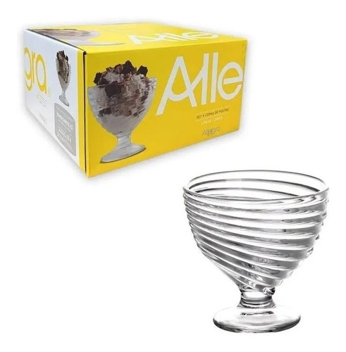 Set De 4 Copas De Helados / Postres De 300ml Allegra Lineas.