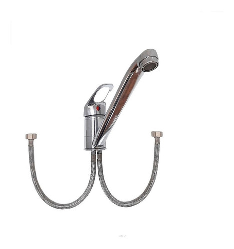 Imagen 3 de 6 de Bacha Simple Inoxidable 52x32 + Griferia Monocomando Mesada