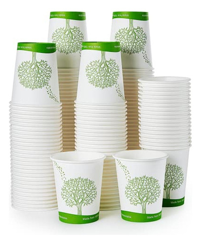 300 Pack Compostable Paper Cups, 8 Oz Biodegradable Dis...