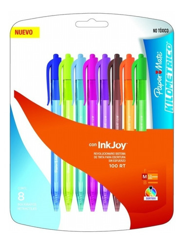 Boligrafo Papermate Inkjoy 100rt Retractil Color X8