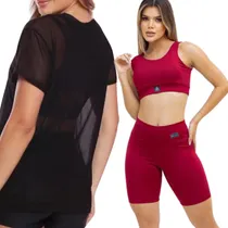 Comprar Conjunto Blusa Cropped E Short E Top Feminino Moda Verão Pu002Fg