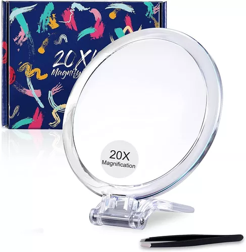 MIYADIVA Espejo de Aumento 20X con luz, Espejo de Aumento Iluminado con  Ventosa y Pinzas, Espejo de Maquillaje de Aumento de 3 Colores, rotación de  360, Espejo de Maquillaje con Barra de