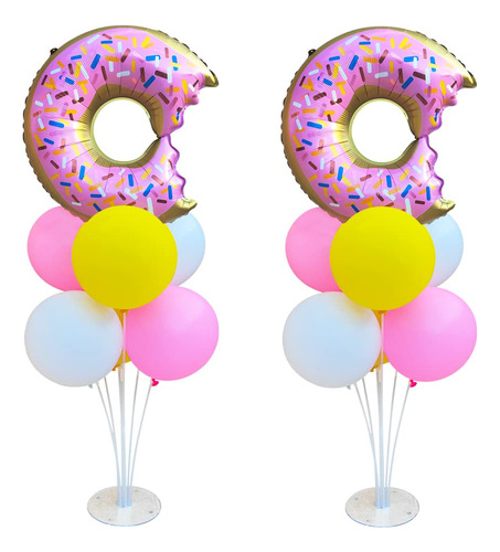 Donut Table Centerpiece Balloons Stand Kit 2 Sets Con 2 Glob