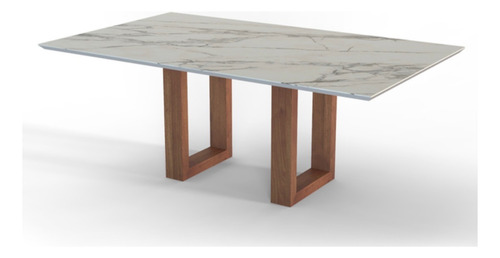 Mesa De Comedor 1. 80 X 90 Neolith Calacatta Poliuretano Fca Blanco Negro