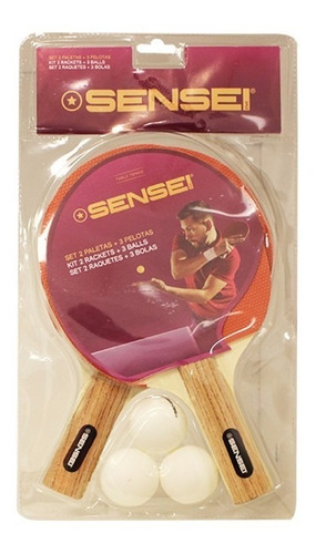 Imagen 5 de 8 de Set Ping Pong 2 Paletas & 3 Pelotas Sensei Tenis De Mesa