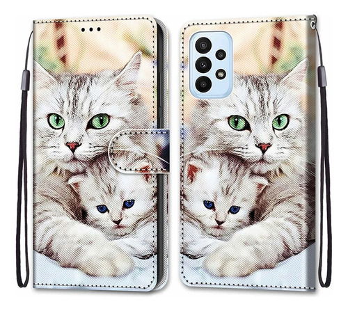 Funda Libro Celular Diseños Gatitos Samsung A22 4g Tarjetero