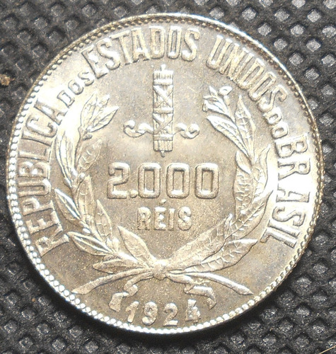 Brasil 2000 Reis 1924 - Plata  - Km#526 - F. D. C