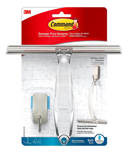 Command Escobilla Y Gancho Para Ducha De Baño Con Adhesivo R