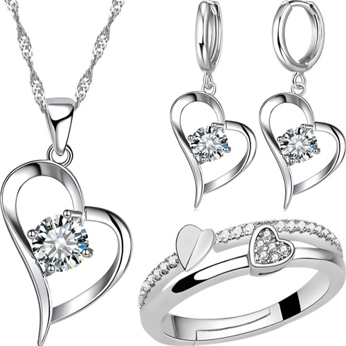 Conjunto Set Plata 925 Mujer Joya Amor Compromiso