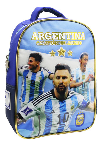 Mochila Escolar Afa Selección Argentina Campeón Del Mundo Color Azul Diseño de la tela Liso