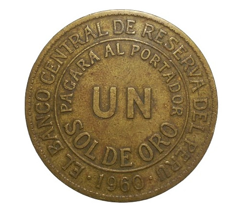 Perú Un Sol De Oro 1960 - Km#222 - Grande 33 Mm