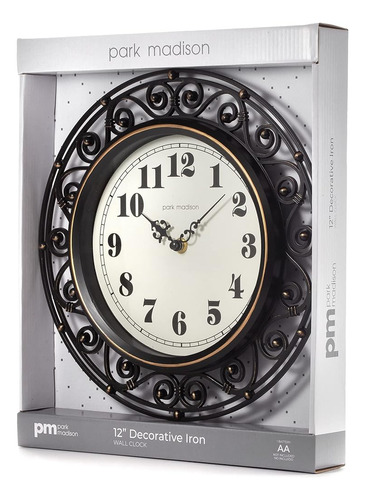 Park Madison Decorativo Hierro Estilo Reloj De Pared 12 PuLG