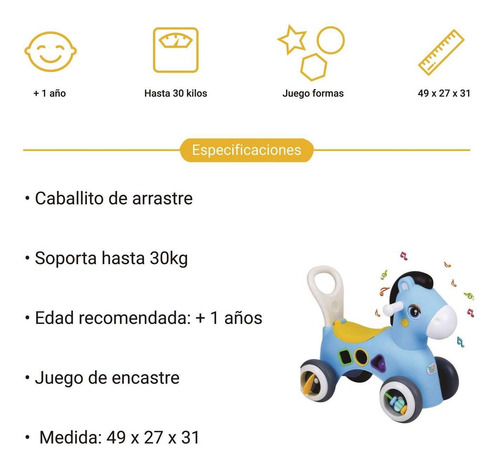 Imagen 6 de 6 de Correpasillo Caballito Montable Juego De Encastre Infantil