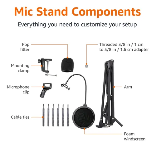 Soporte Básico De Micrófono Ajustable, Filtro Pop, Parabrisa