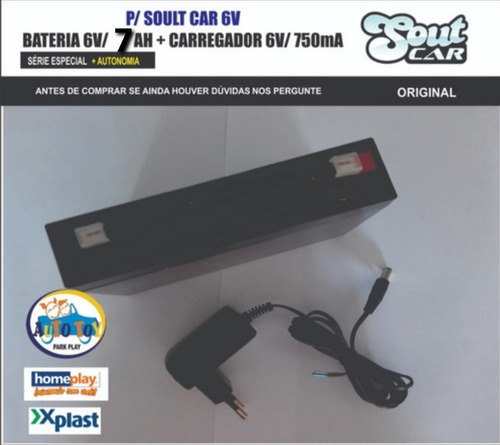  Soult Car 650  - Bateria 6v-7ah + Carregador 6v/750ma